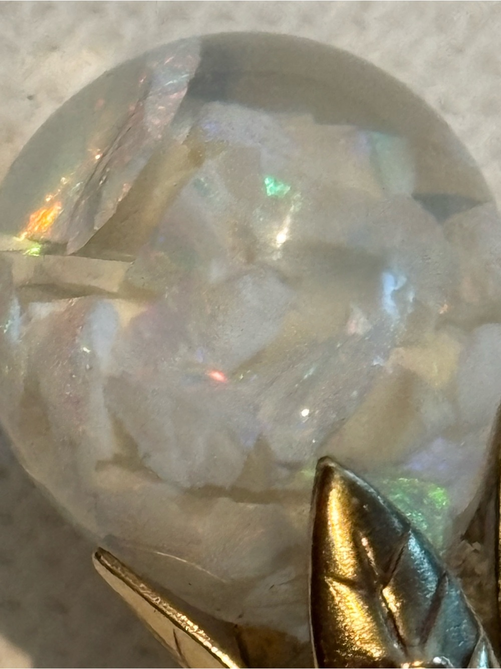 Unique Vintage 10k Gold floating Opals chips Teardrop Pendant - from 1940s - Picture 8 of 12